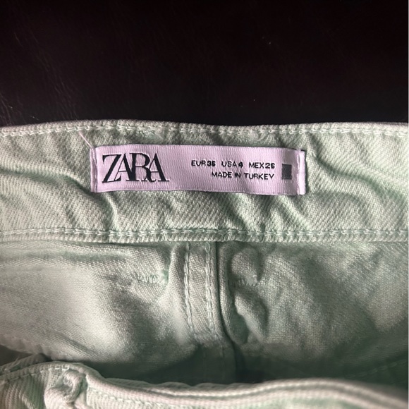 Mint green cropped Zara straight leg jeans - Picture 2 of 3